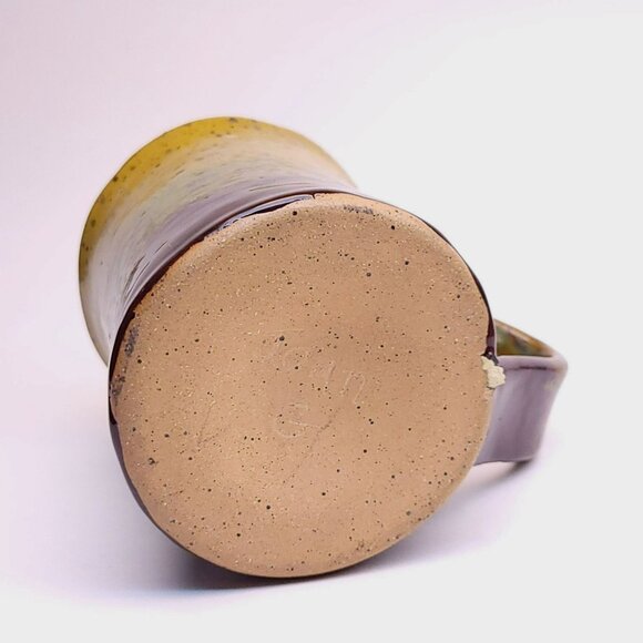 Handcrafted Mug Signed Joan G. Earthy Green Gold & Brown Glaze Finish - Picture 7 of 11